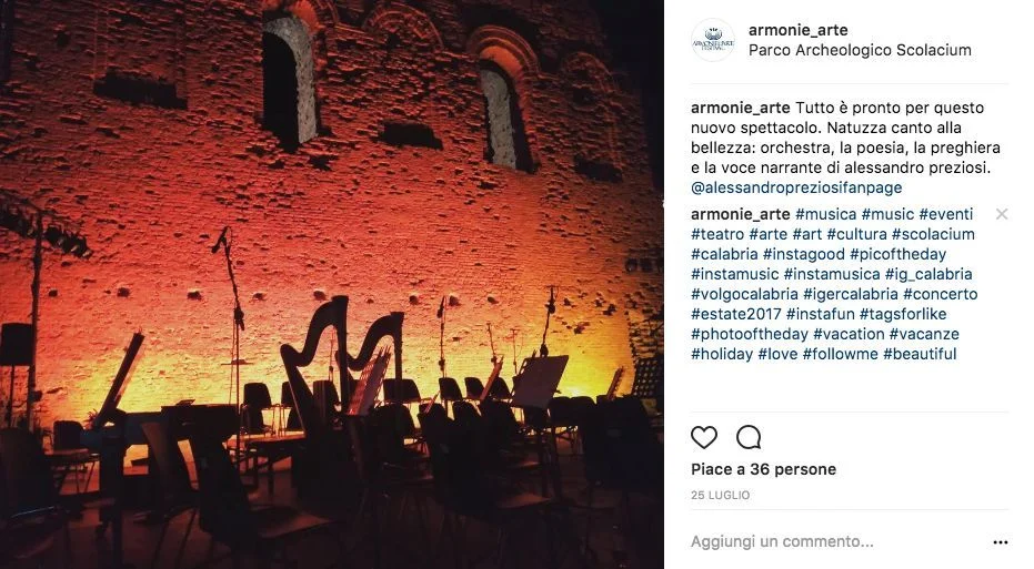 Armonie d’Arte: esempio reale del lavoro su contenuti e comunicazione Instagram.