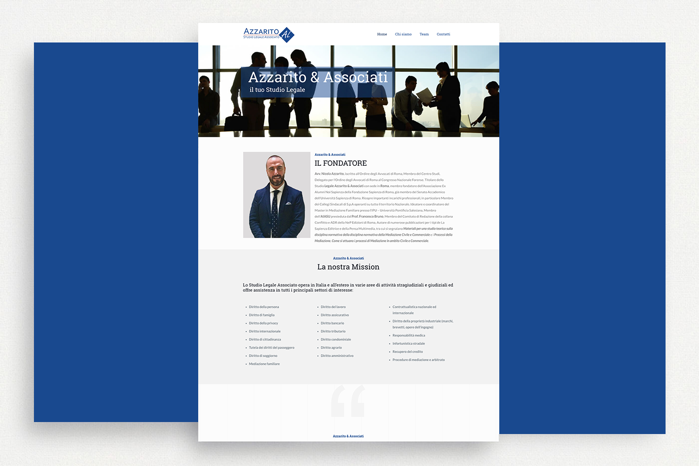 Azzarito Associati: visual originale del sito one page.