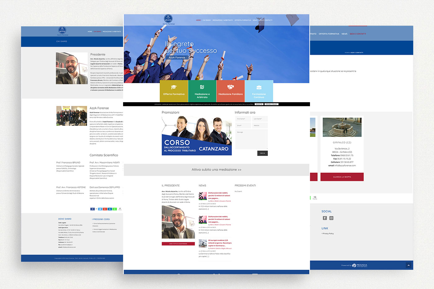 AzzA Forense: applicazioni del progetto visivo e web nel portfolio originale.