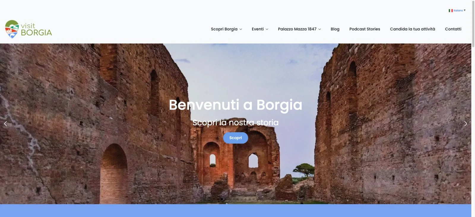 Homepage reale del progetto VisitBorgia