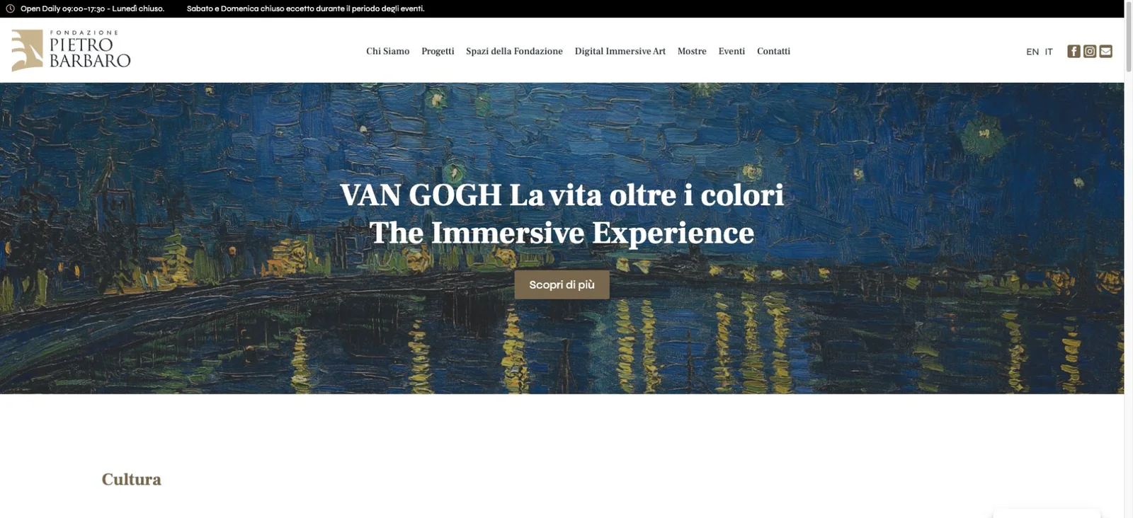 Homepage reale del progetto Fondazione Pietro Barbaro