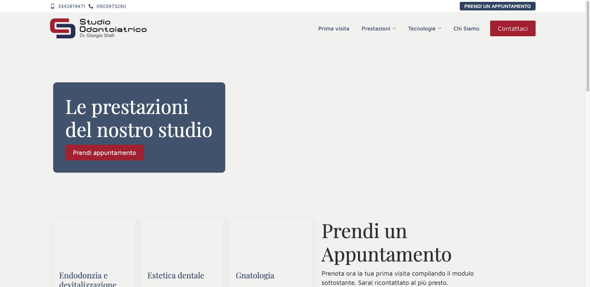Odontoiatrica Staiti: organizzazione delle prestazioni nel sito reale.